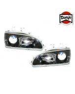 DENJI GEN 1 Black / clear lens Reflektory Honda Civic 1992-95 2/3/4D